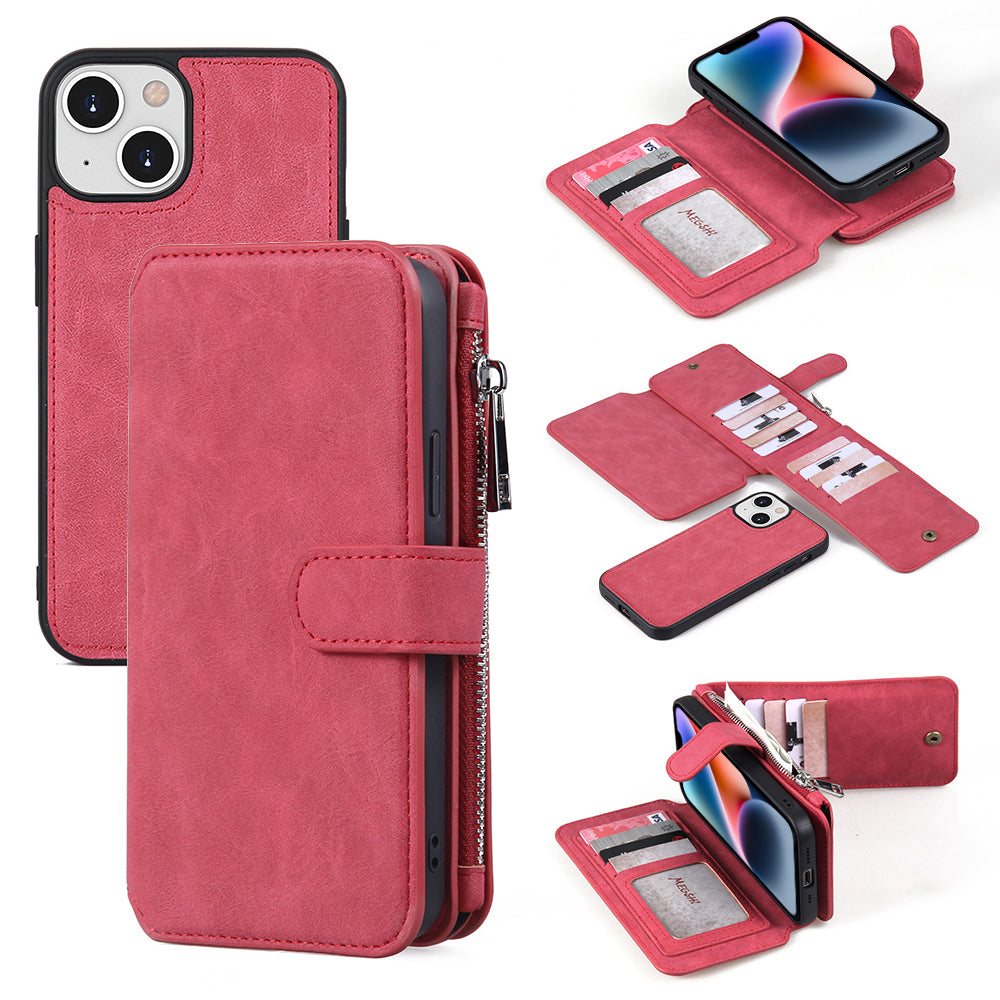 MEGSHI 007 Series for iPhone 14 TPU PC Phone Case Detachable PU Leather Wallet Phone Shell MEGSHI 007 Series for iPhone 14 TPU PC Phone Case Detachable PU Leather Wallet Phone Shell